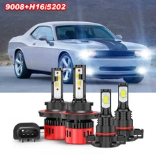 Para For Dodge Challenger 2011-2014 LED Faros Altos Bajos + Bombillas antiniebla
