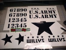 Sticker Kit For Jeep Wrangler Willys Ww2 Usa Army Star Fits Jk Tj Yj Xj Military