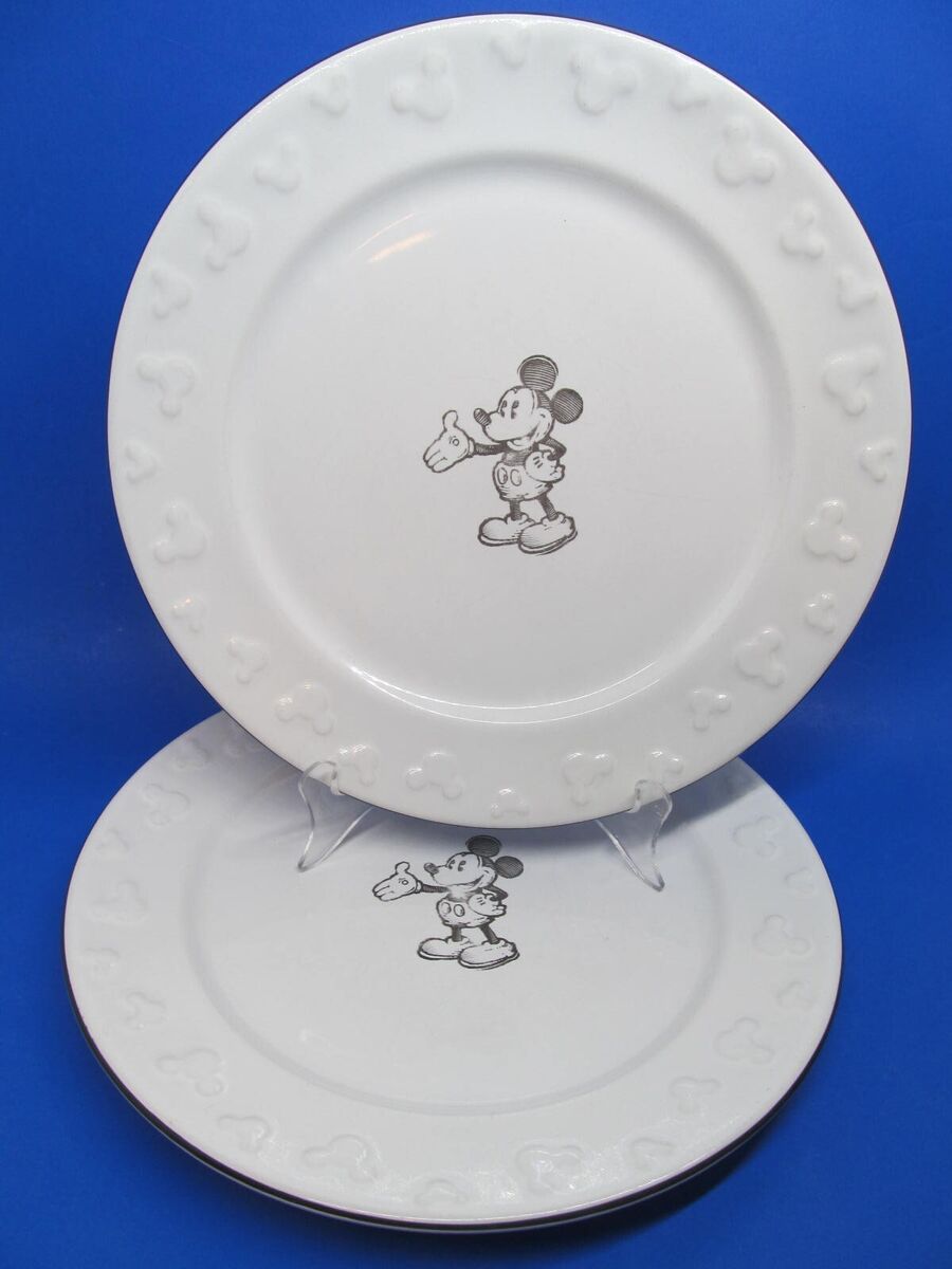Set of 4 NEW Disney Sketch Book Mickey Mouse 10.5" CERAMIC DINNER  PLATES | eBay