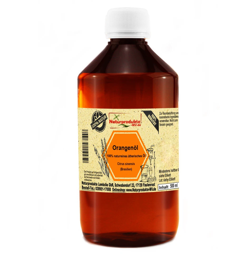 (35,90 EUR/l) Orangenöl süß (500 ml) 100% naturreines ätherisches Öl Orangen