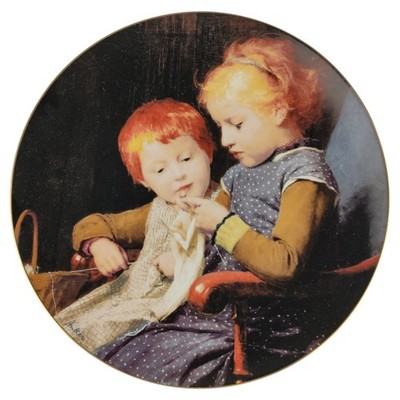 Wandteller Langenthal Albert Anker Seine Kinderporträts Die kleinen Strickerinne