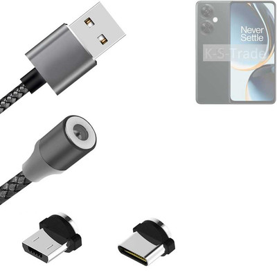 Magnet-Lade-Kabel für OnePlus Nord CE 3 Lite mit USB-Typ C und Micro-USB-Anschl