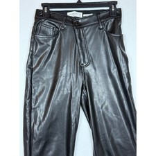 Abercrombie  Fitch Vegan Leather Pants Ultra High Rise Straight Leg Black 26/2