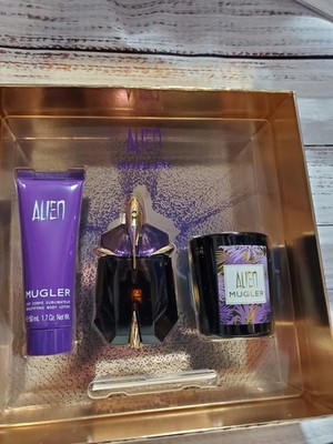 Mugler Alien Gift Set Women Eau De Parfum Spray 1 oz + Lotion 50ML + Candle 70gr
