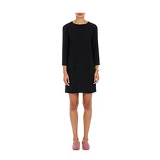 The Row Marina Crepe Mini Dress size US 2 Black Double Front Pocket 3/4 Sleeve