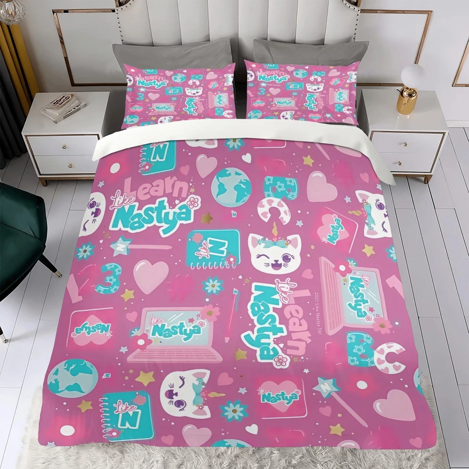 Juego de cama funda nórdica Like Nastya con 2 fundas de almohada para niños y niñas niños Foto 4 de 4