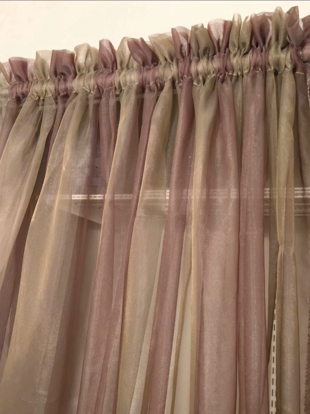 Vintage 2 Panels Extra Long 102" L Iridescent Sheer Rod Curtains Earth Tones