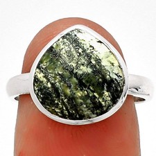 Natural Chrysotile 925 Sterling Silver Ring s.7.5 Jewelry R-1004
