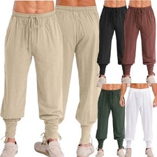 Men Costume Festival Trousers Steampunk Pants Cosplay Dress Up Ankle Banded