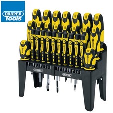 Draper Screwdriver & Bits Set 47pc Soft Grip c/w Stand Plain Slot PH PZ TX-STAR