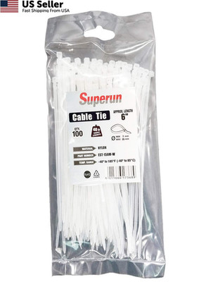 Superun Clear Zip Ties 6 Inch, 40 Lbs Tensile Strength Wire 6 White