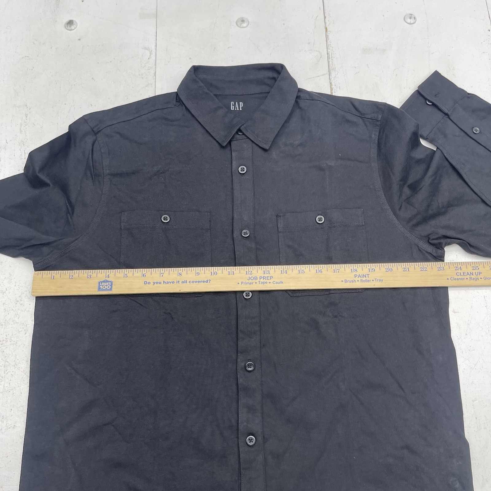 Gap Solid Black Long Sleeve Button Up Pocket Fron… - image 6