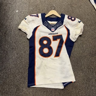 Authentic GAME WORN Eric Decker Denver Broncos Jersey White NFL RARE 🔥 #2