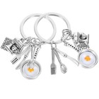 4 pcs Fried Egg Keychain Tool Fork Spoon Tableware Key Rings Cook Book