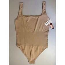 No Boundaries Bodysuit Women XXXL Beige Seamless Light Smoothing Ribbed Tank