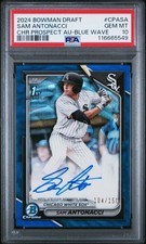 2024 BOWMAN DRAFT CHROME PROSPECT AUTO BLUE WAVE SAM ANTONACCI 104/150 PSA 10