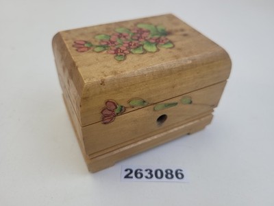 Money Box Wooden Tan Pink Green Flowers Hand Painted Vintage Decor #263086