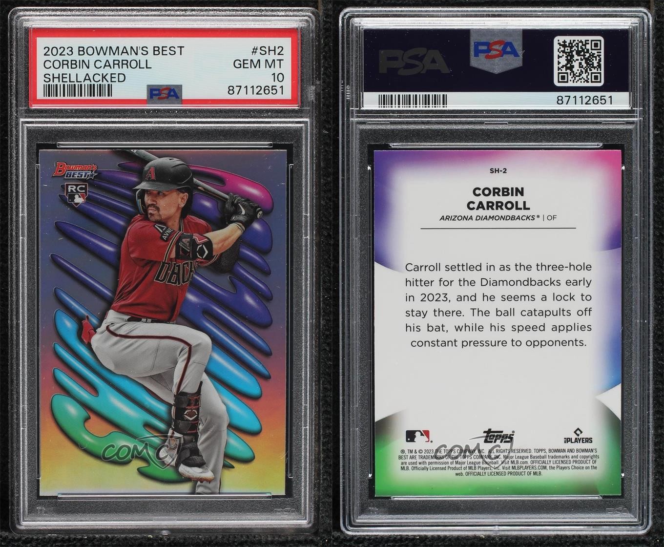 2023 Bowman's Best Shellacked Corbin Carroll #SH-2 PSA 10 GEM MT Rookie RC view 3