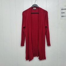 Bonmarche Long Sleeve Open-Front Long Cardigan Medium Red Winter Casual Wear