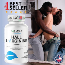 Hallusa Natural L-Arginine 1500 mg - Nitric Oxide Support - 60 Capsules