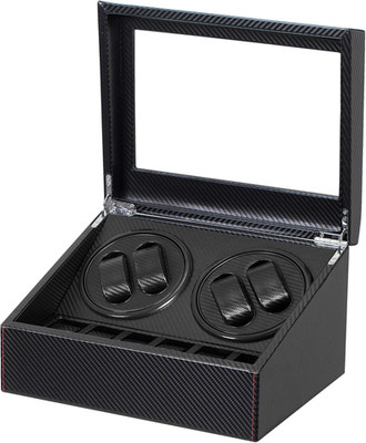 Automatic Watch Winder with 4 Quiet Running Motor Watch Winding Display+ 6 Flexi