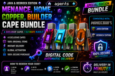 Minecraft Menance,Home,Copper,Builder Cape Bundle |  Java & Bedrock