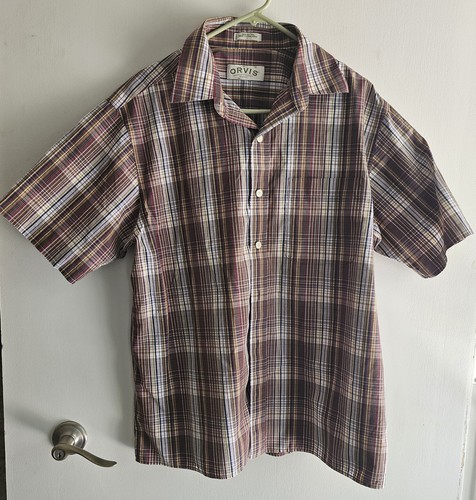 Orvis, Orvis Men's Short Sleeve Button-Up Vintage Hong Kong Size Large Heritage Plaid