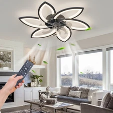 31'' Modern Ceiling Fan with LED Light Flower Flush Mount Remote APP Control Kit