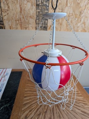 Vintage Harlem Globetrotters Basketball Hoop Hanging Lamp Light Ball Rim & Net