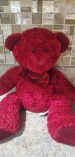 Russ Berrie Rosetta Red Teddy Bear Plush Stuffed Animal 14" Tall Velvet Bow