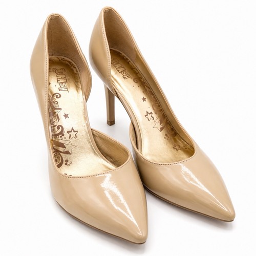 BRASH Womens 9.5 Nude Patent Pointed Toe Stiletto Pumps High Heels Dress Shoes