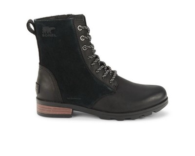 SOREL Emelie Leather & Suede Ankle Boots Size 8.5 Black