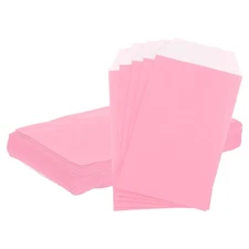 100Pcs Kraft Paper Treat Bags 3" x 6" Greaseproof Flat Kraft Paper Bags Pink