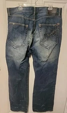 Ed Hardy Harrison Jeans Dark Wash Distress Denim Embroidered Pocket Men’s 40x34