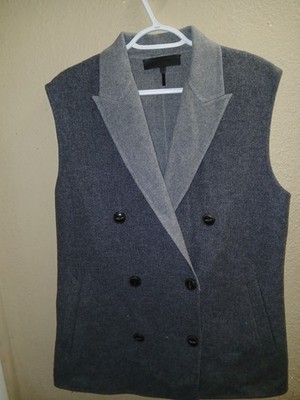 RAG & BONE Pearson Double Breasted Vest Size Small Gray Belted Wool Blend
