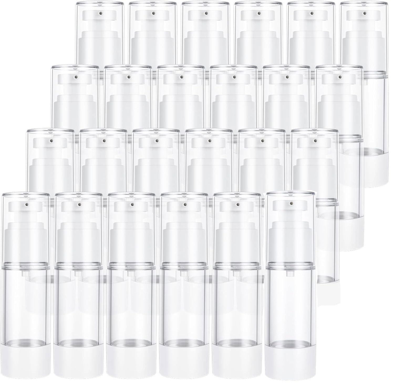 24 Pack 1oz 30ml Airless Pump Bottles Travel Refillable Cosmetic Lotion Shamp...