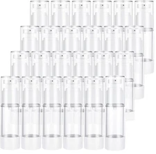 24 Pack 1oz 30ml Airless Pump Bottles Travel Refillable Cosmetic Lotion Shamp...