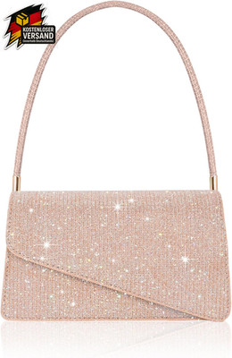Damen Clutch Glitzer Pailletten Handtasche mit 2 Fächern Abendtasche Envelope Tr