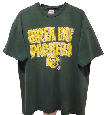 2XL Vtg Mid 90s Green Bay Packers Faded Distressed Boxy Single Stitch T-Shirt