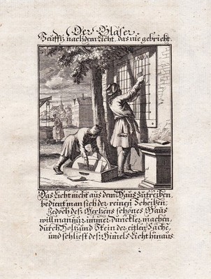 Glaser glazier Glas Fenster Beruf profession Weigel Kupferstich engraving 1698