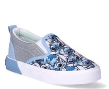 DISNEYS LILO AND STITCH GIRLS CASUAL SLIP ON SHOES SIZE 4 BLUE DESIGNS FUN NEW