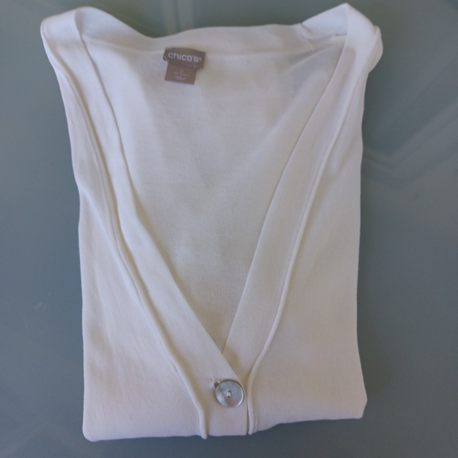 Chicos White V Neck Button Front Lightweight Card… - image 7