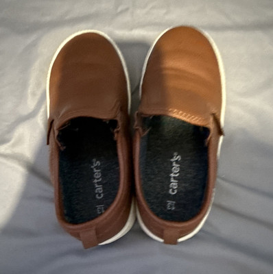 Carter's Unisex Kids US 13 Brown/White Slip-On Low Top Round Toe Casual
