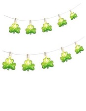 St Patricks Day Shamrock String Lights, 10.5ft Connectable Outdoor Green