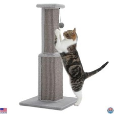 PAWZ Road 32  Tall Large Cat Scratching Post - Durable Sisal, Sturdy Base, Grey
