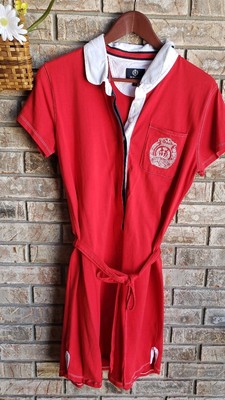 HENRI LLOYD Red Dress Size 5  Embroidered Crest *See Measurements 
