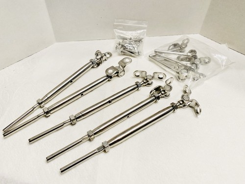 (5 Sets) 1/8" Cable Railing Kit Swage Toggle Turnbuckle Hardware Adjustable T316 - Picture 2 of 9