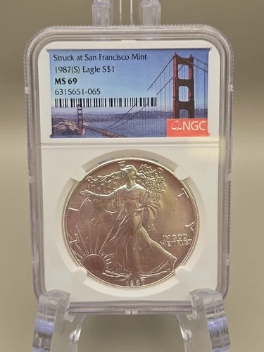 1987-S American Silver Eagle - Struck At San Francisco Mint - NGC MS 69