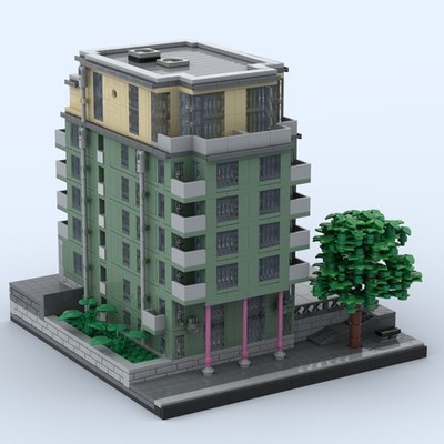 MOC Apartment House Model with 8 Floors Modular Skyscraper 2291 Pcs