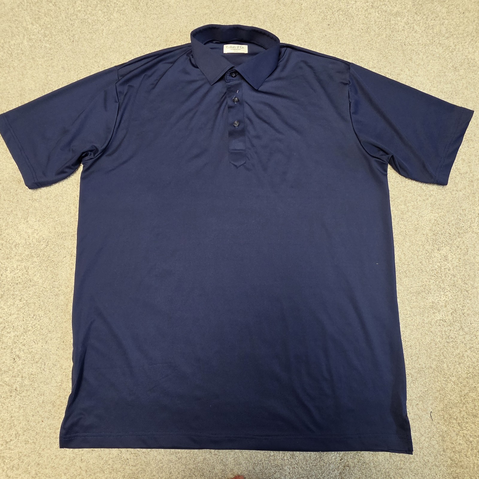 Collars and Co Dress Collar Polo Shirt Mens Large Solid Blue